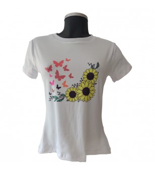 Blusa blanca mariposas y...