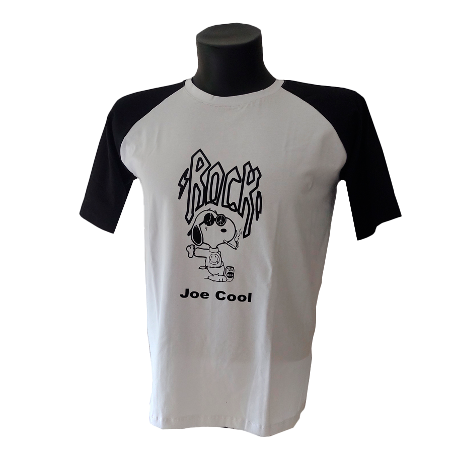 Camiseta Hombre, blanca, mangas negras, Joe Roquero