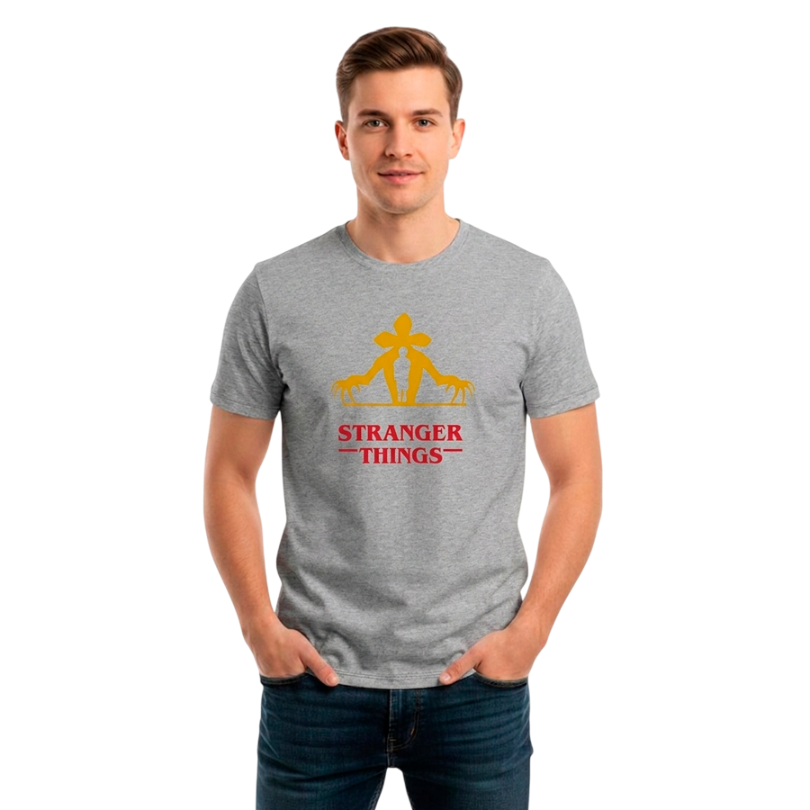 Camiseta hombre gris leyendas urbanas. Stranger things