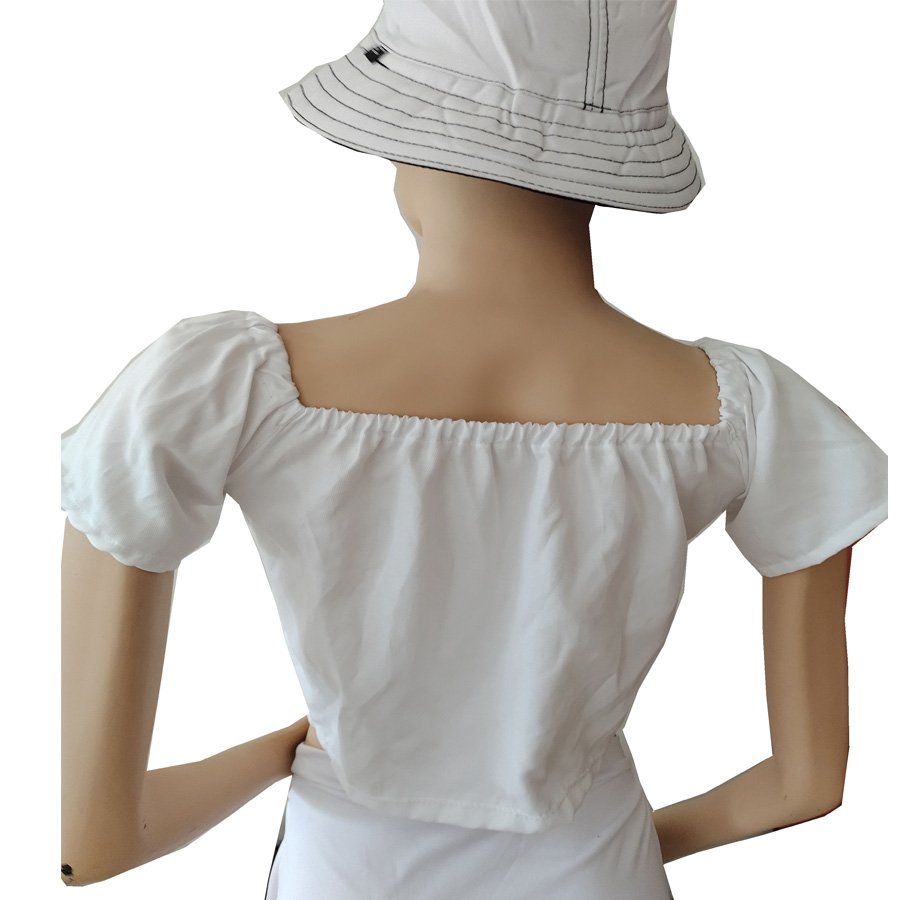 Blusa mujer color blanco mangas cortas. Espalda