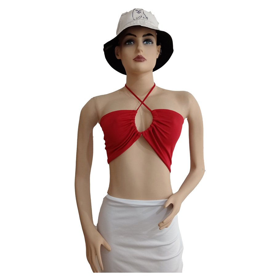 Blusa roja de tiras para sujección en el cuello