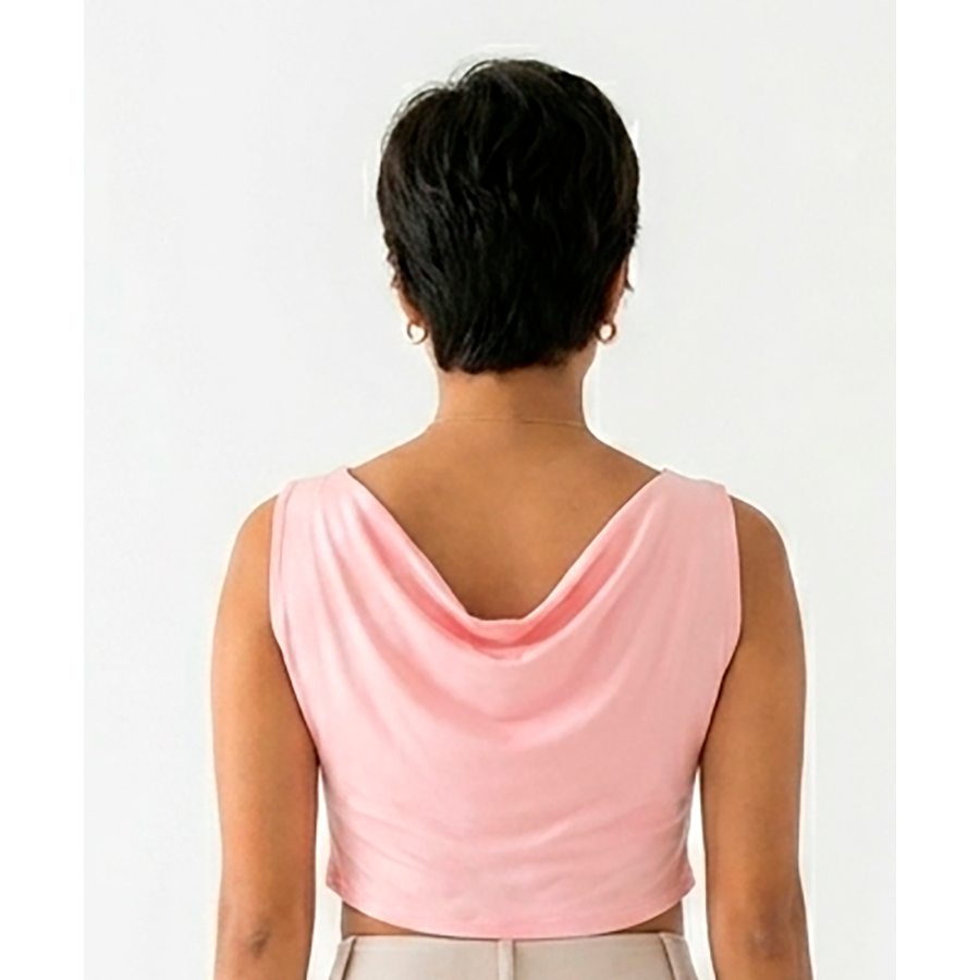 Blusa mujer rosada sin mangas espalda