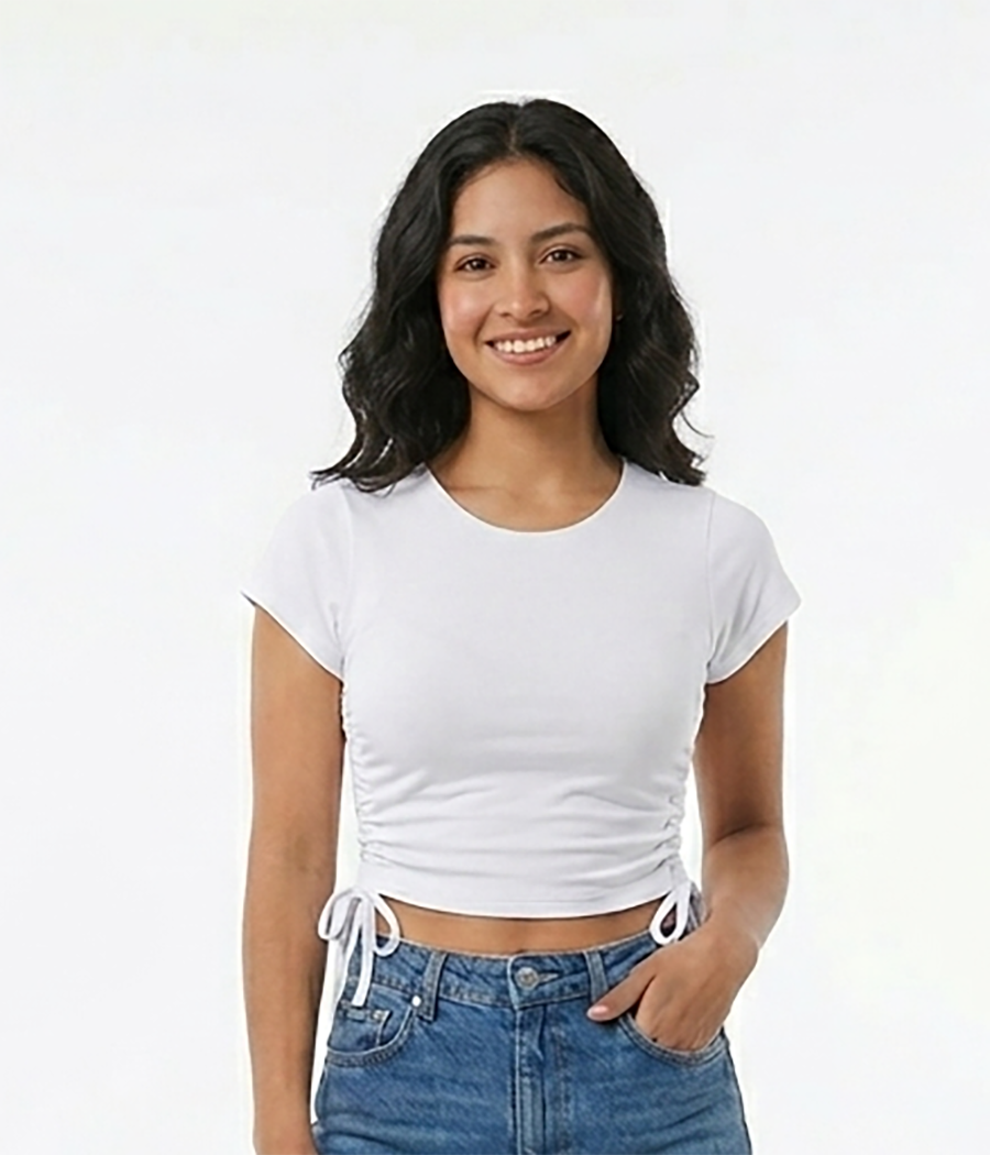 blusa mujer color blanco de mangas cortas