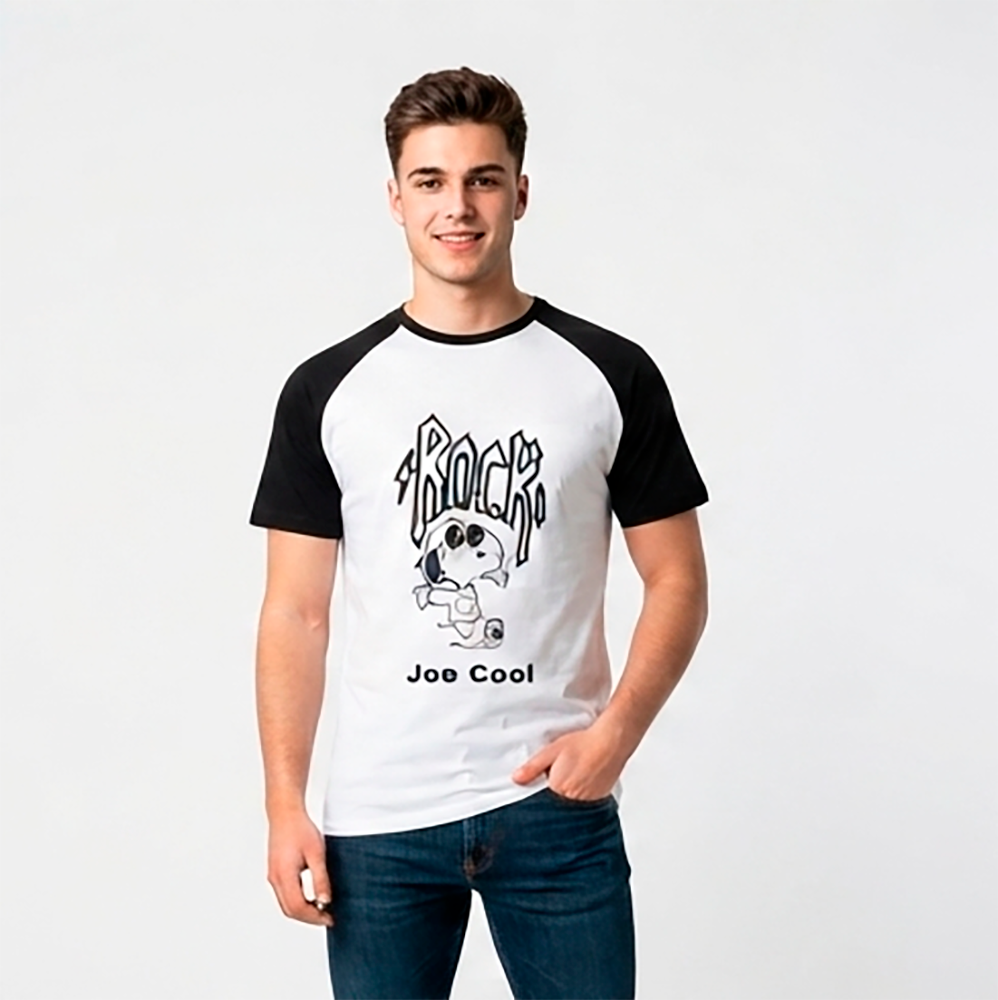 Camiseta Hombre, blanca, mangas negras, Joe Cool