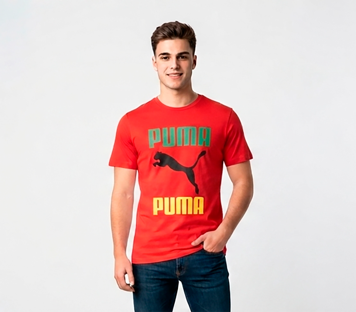 Camiseta Hombre, Roja Puma enjaulado