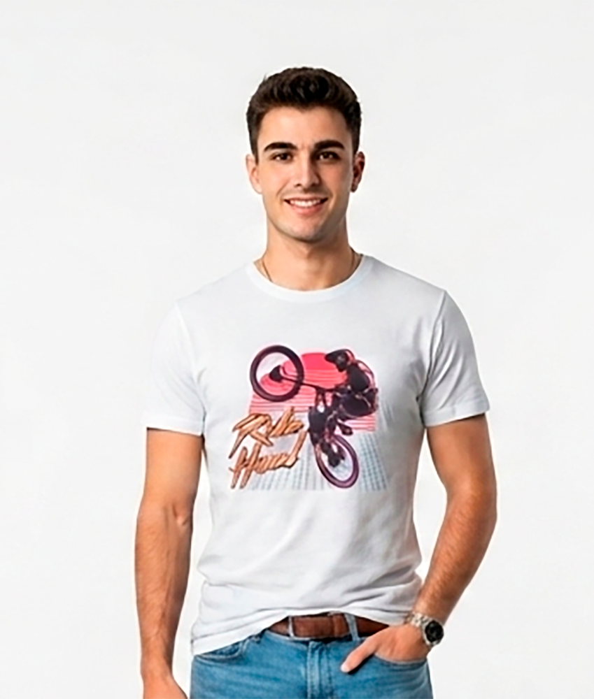 Camiseta Hombre, Blanca, Ride Hard