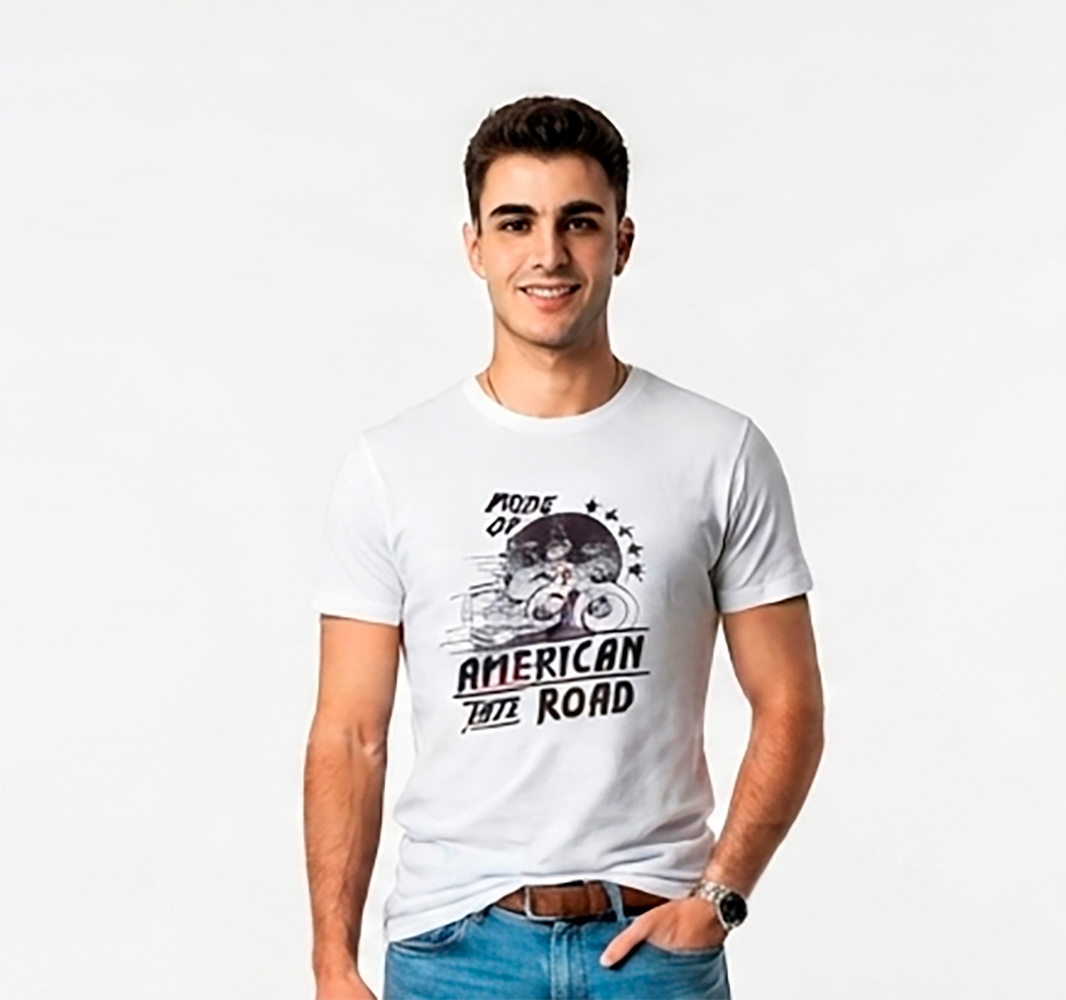 Camiseta Hombre, Blanca, American road