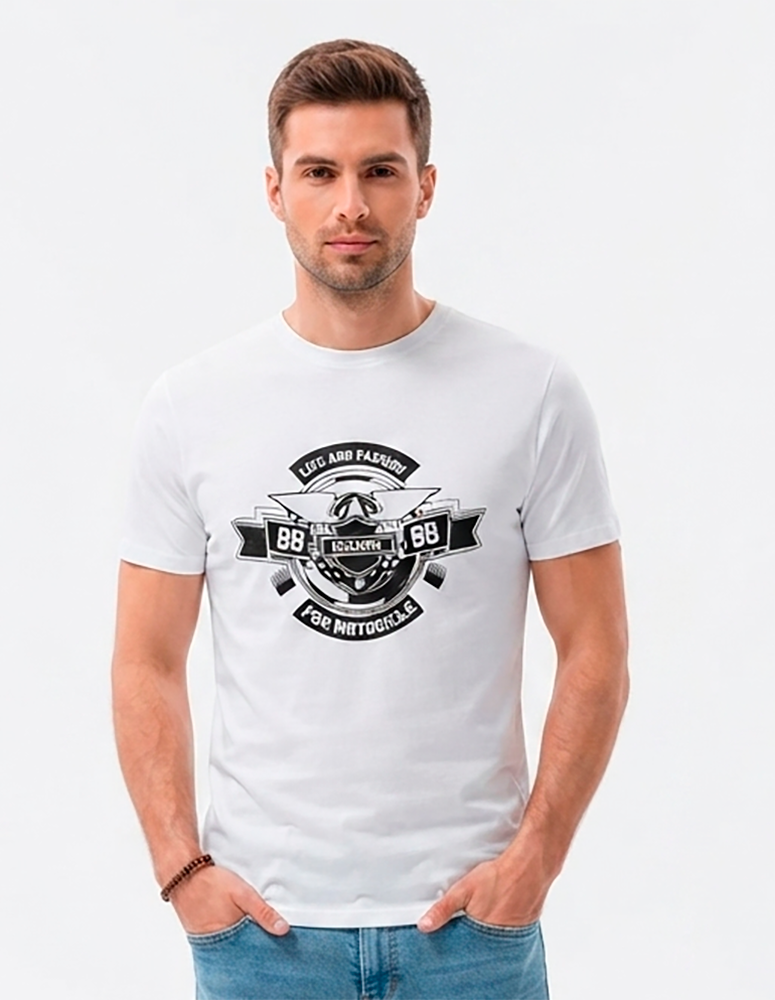 Camiseta Hombre, Blanca, Motorcicle