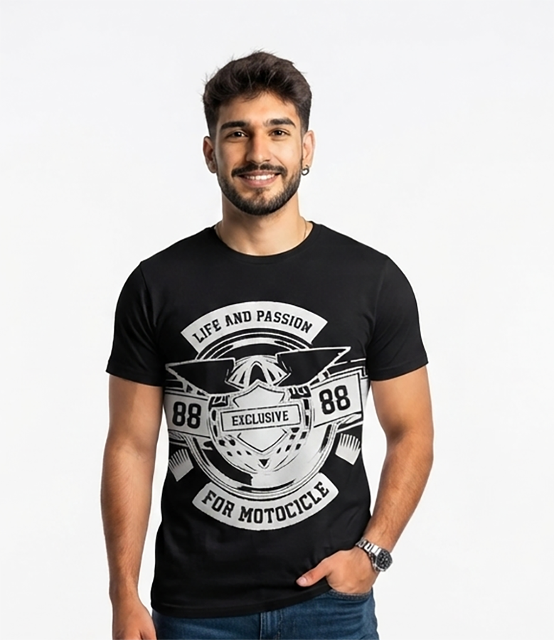 Camiseta Hombre, Negra, Motorcicle