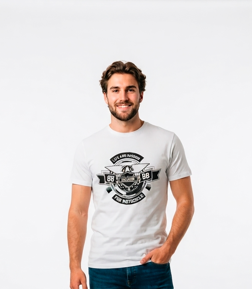 Camiseta Hombre, Blanca, Motorcicle