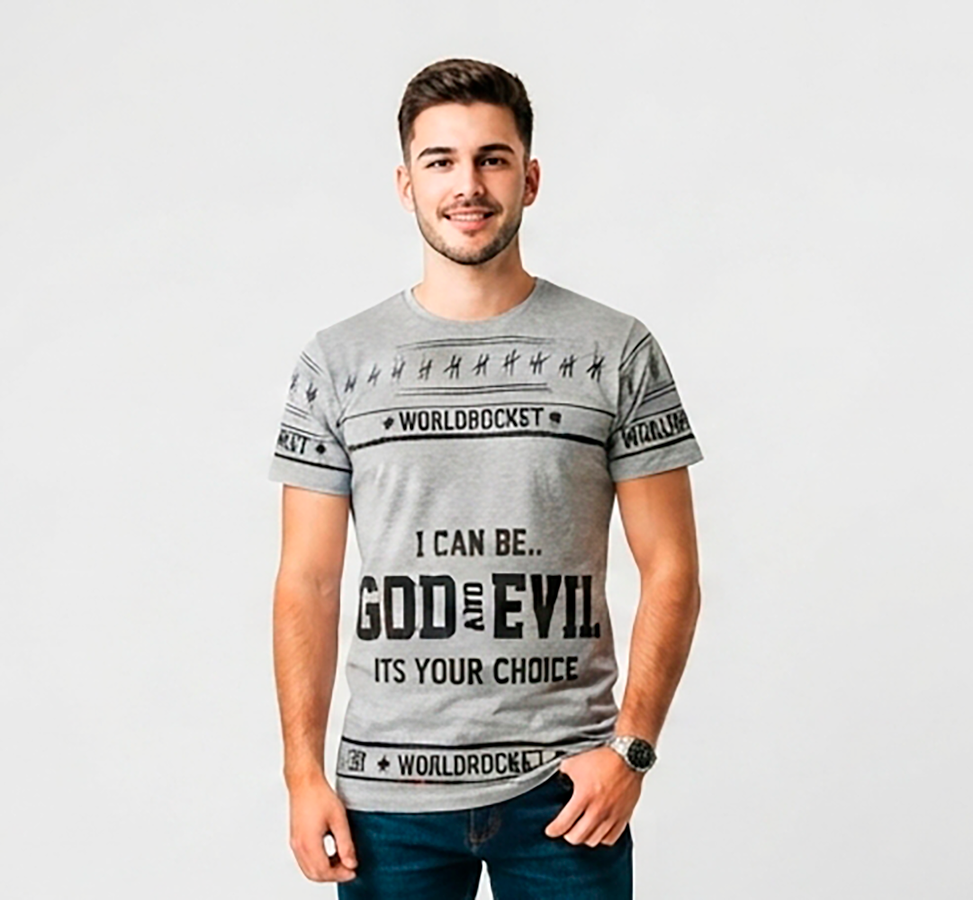 Camiseta Hombre gris, I can be Good, manga gris