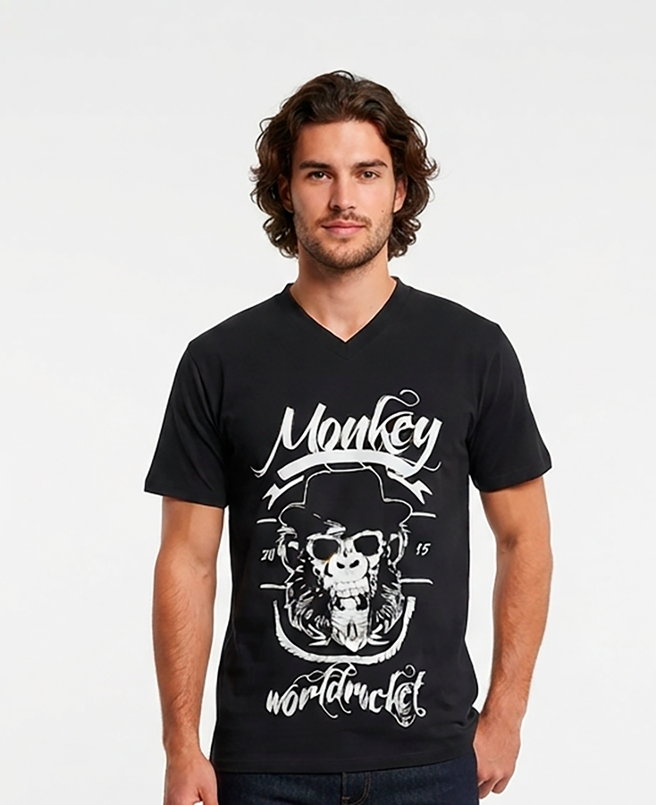 Camiseta Hombre, negra Monkey worldrocket
