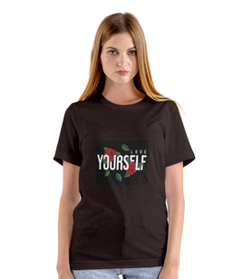 Camiseta  Mujer, negra, mangas cortas, Rosas Yourself