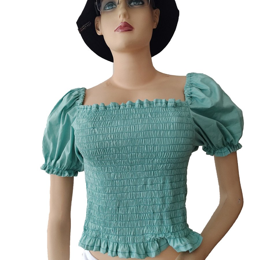 Blusa Verde Claro con Tira al Cuello